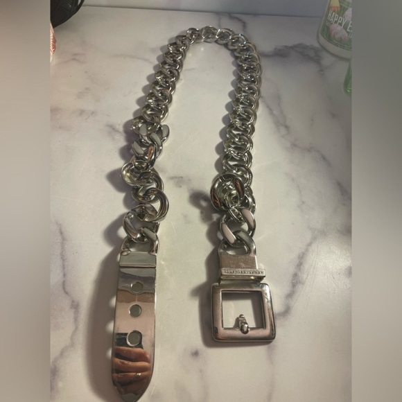 Armani Exchange metal silver chain belt - Picture 2 of 6